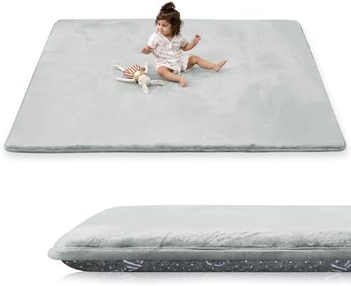 1.5" Thick Baby Play Mat for Floor 39x59 Soft Foam Mats, Light Grey