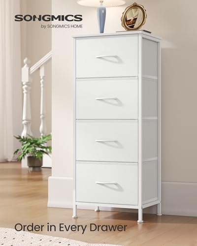 SONGMICS Dresser for Bedroom, Tall Dresser with 4 Fabric Drawers
