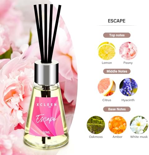 Xcleen Reed Diffuser of 3 Pack, Escape Lavender Citrus Oil Diffusers with Sticks, Reed Diffusers for Home Bathroom Bedroom, Each 1.7Fl Oz, Total 5.1Oz