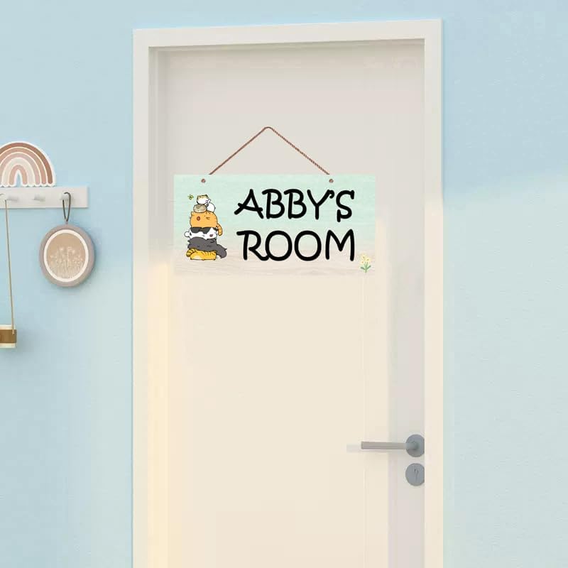 Personalized Signs Funny Cats Signs Cute Animal Sign For Boys Girls Bedroom Custom Name Sign Kids Room Baby Room Door Wall Decor for Pet Room Kitty Litter Cat house