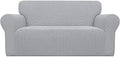Easy-Going Stretch Loveseat Couch Covers Washable Silver Gray