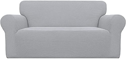 Easy-Going Stretch Loveseat Couch Covers Washable Silver Gray