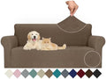 JIVINER Stretch Sofa Covers 1 Piece Couch Covers for 3 Cushion Couch Sofa, 3 Seater Sofa Slipcovers Furniture Protector with Elastic Bottom for Kids, Pets (Brown, Sofa)