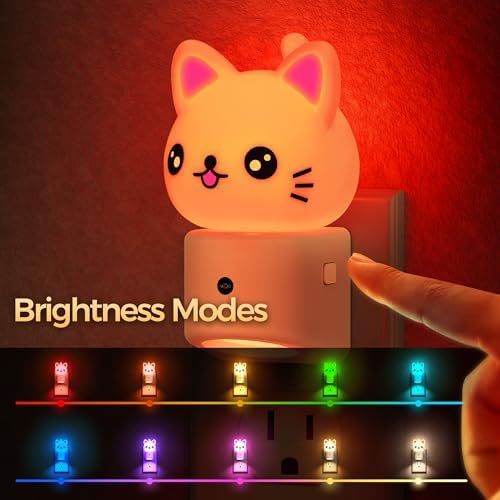 DORESshop Night Light for Kids,3D Cute Cat Kids Night Light,Light Sensor