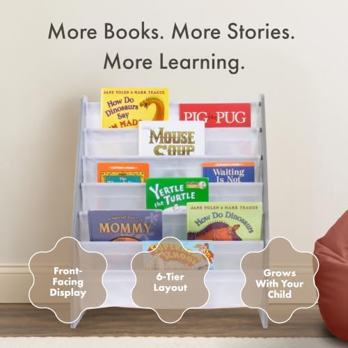 Humble Crew Kids Bookshelf, Montessori Front Facing Toddler Bookcase 4 Tier
