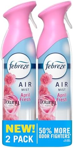 Febreze Air Mist, Air Freshener Spray, Odor Fighting Room Spray, Deodorizer for Home Bathroom Kitchen Office Apartment Dorm Room Classroom, Downy April Fresh Scent, 8.1oz (Pack of 2)