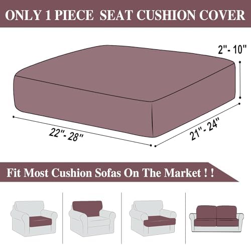 LA MEACK Couch Cushion Cover Seat Cushion Cover Stretch Armchair Cover Separate Sectional Sofa Slipcovers Furniture Protector(1 Piece for Seat or Sofa Backrest, Burgundy)