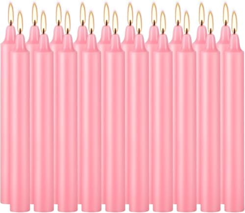 YOROXRG 40 Pack Candles Mini Unscented Taper Candles for Valentine's Day,Christmas,Household, Wedding, Rituals, Prayer, Birthdays,Party and Home Décor Candlesticks - 4 Inch Tall(Pink)