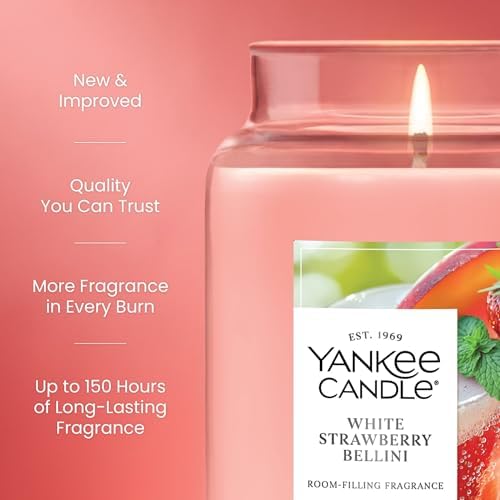Yankee Candle White Strawberry Bellini Scented Candle, 22oz, Large Jar (Pack of 4)