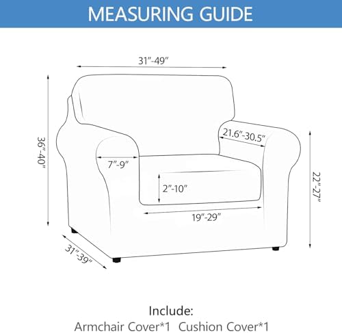 Stretch Printed Sofa Cover Couch Covers, 2-Piece Armchair Cover with Separate Cushion Cover, Washable Soft Spandex Furniture Protector for Living Room(Armchair, Butterfly)