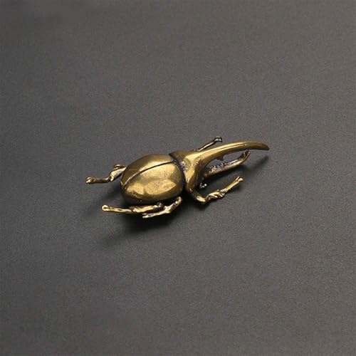 3PC Beetle Caterpillar Butterfly Sculpture Solid Metal Brass Animal Figurine Mini Insect Statue Ornament for Home Office Garden Desktop Decor Scene Decoration (Beetle + Caterpillar + Butterfly)
