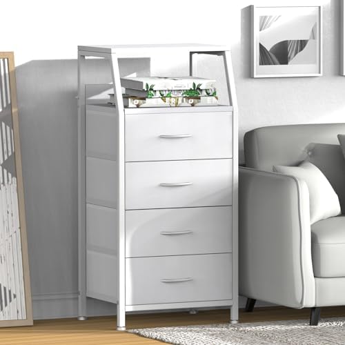 4 Drawers Small Fabric Dresser for Bedroom, Tall Dorm Nightstand