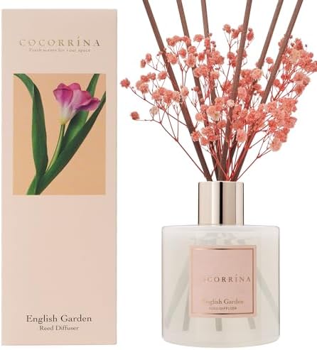 COCORRÍNA Reed Diffuser - English Garden Scented Diffuser with 8 Sticks Home Fragrance Reed Diffuser for Bathroom Shelf Decor
