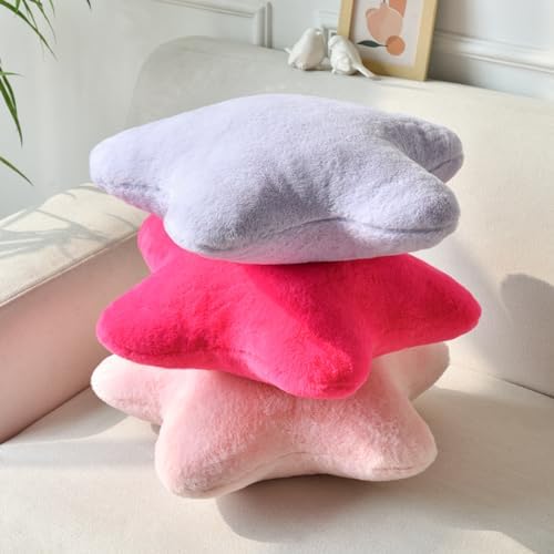 Star Pillow, Decorative Throw Pillows for Bed Couch, 19.6" Star Shaped Pillow Plush Floor Cushions Room Decor Pillow with Soft Faux Rabbit Fur for Sofa Bedroom Living Room