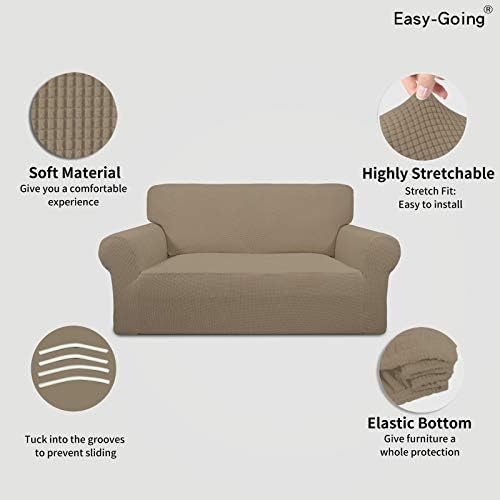 Easy-Going Stretch Loveseat Couch Covers Washable Natural