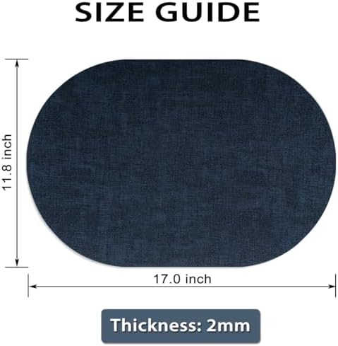 Faux Leather Oval Placemats Set of 4, Dark Blue