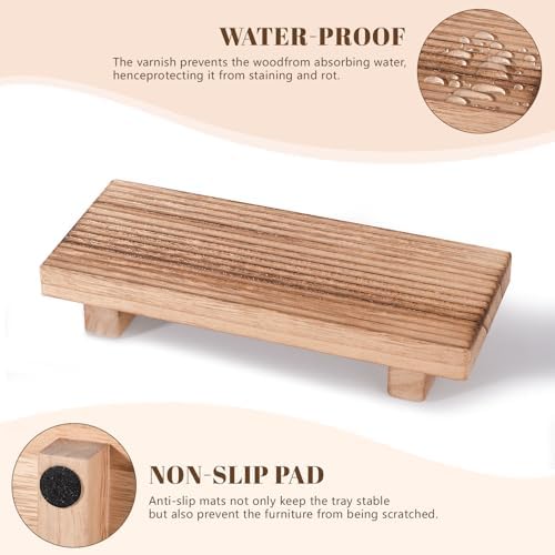 Bathroom Sink Tray Wood Riser Display Kitchen Decor Soap Holder, Brown