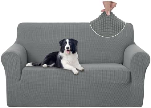 U-NICE HOME Loveseat Cover Stretch Couch Cover Sofa Slipcover, Grey