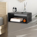Floating Nightstand Oak Wooden Shelf Wall Mount - Stylish & Minimalistic Bedside Shelf Hanging Storage Phone Rest Side Table for Bedroom Office Home Decor Black 18”x 10”x 7.5”