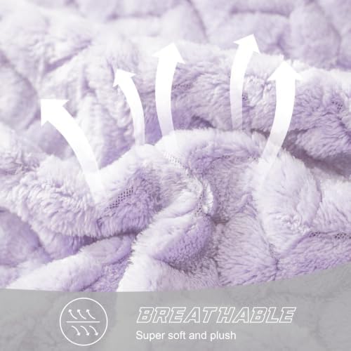 Exclusivo Mezcla Fleece Throw Blanket for Couch Sofa, 50”x70”, Lilac Purple