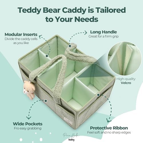 Diaper Caddy Organizer for Changing Table, Storage Basket for Wipes, Gift for Baby Shower, Car Organizer, Nursery Organizer, Portable Storage (Pack of 2)