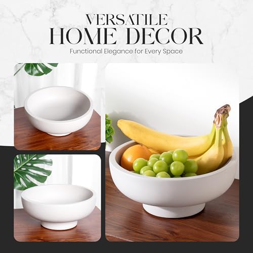 Concrete Fruit Bowl – Large Decorative Pedestal Bowl for Kitchen Counter, Entryway, or Coffee Table – Modern Catch – All Key Bowl – Heavyweight Centerpiece for Home Decor (Stone Grey)