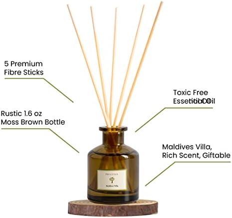 PRISTINE Maldives Villa/Inspired by Marriott Hotel Reed Diffuser for Home | Citrusy Grapefruit, Apple/Ocean Breeze/Sandalwood Oil Reed Diffuser Set & Reed Diffuser Sticks | Home Decor Scent Diffuser