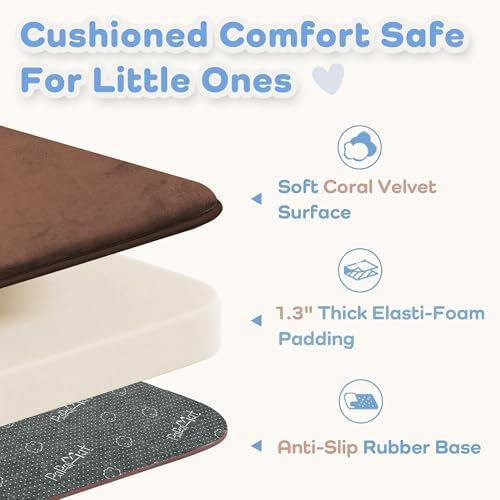 1.3" Thick Baby Floor Play Mat 50x50 Padded Foam Mat for Kids Brown