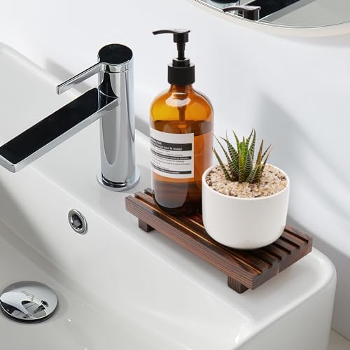 Kitchen Sink Tray for Bathroom Counter Decorative Wooden Riser Soap Holder