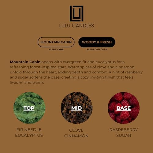 Lulu Candles | Mountain Cabin | Smells Like Outdoors & Pine | Luxury Scented Soy Jar Candle | Hand Poured in The USA | Highly Scented Long Lasting (9 Oz.)