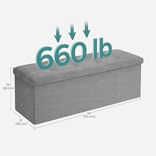 SONGMICS Ottoman Storage Bench, 35 Gal. Folding Chest, Holds 660 lb
