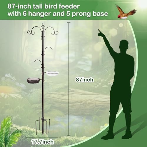 YINGYM Bird Feeding Station Kit, 87 Inch Bird Feeder Pole for Outside