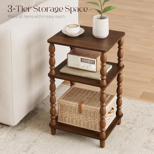 Yoobure Small Side Table - Vintage End Tables Living Room Set of 2, Walnut