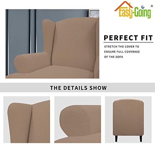 Easy-Going Stretch Large Wingback Chair Sofa Slipcover Camel