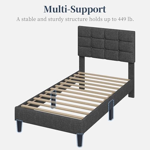 Yaheetech Twin Size Upholstered Tufted Bed Frame with Headboard