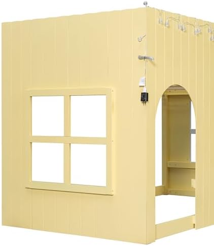 Merax Twin Loft Bed with Ladder and House-Style Frame, Primrose Yellow