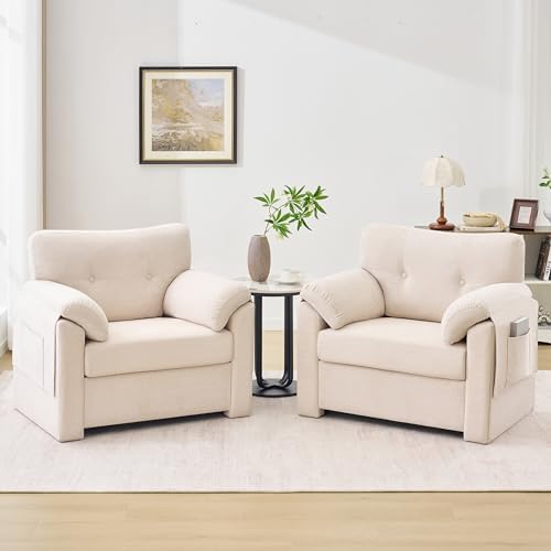 Howjoe Accent Chair for Living Room, Oversized Reading Armchair, Lvory