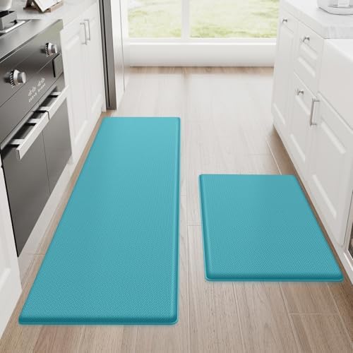 StepRite Kitchen Mats for Floor, 2-Piece Anti-Fatigue Kitchen Rugs, Green