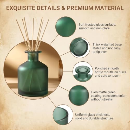 8.4oz Glass Reed Diffuser Bottles, Matte Green Fragrance Container