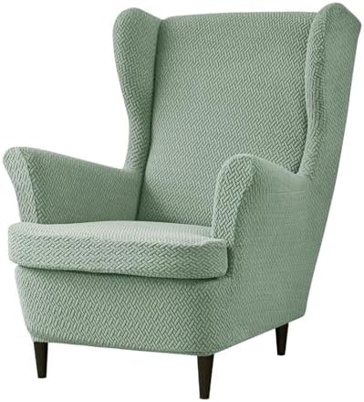 NILUOH Wingback Chair Slipcover 2-Piece Stretch Wingback Chair Sofa Slipcover Armchair Cover Jacquard Furniture Protector Couch Soft with Elastic Bottom for Living Room