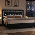 BarnFurin Queen Bed Frame with Tufted Button Headboard, Black