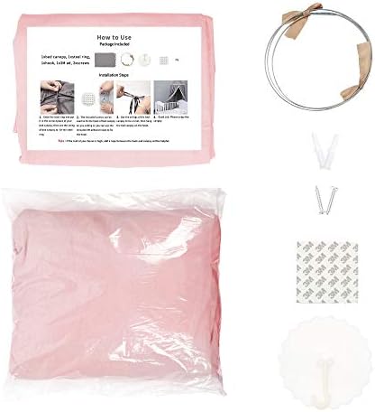 Kids Bed Canopy with Frills Cotton Cover Net for Crib Reading Nook Curtain Hideaway Hanging Round Tent Nursery Bedding Play Room Decor