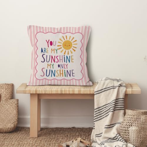 You are My Sunshine Boho Girl Nursery Decor Throw Pillow Cover 18x18