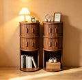 Narrow Nightstand Set of 2, Wooden Skinny Nightstand with Sliding Doors
