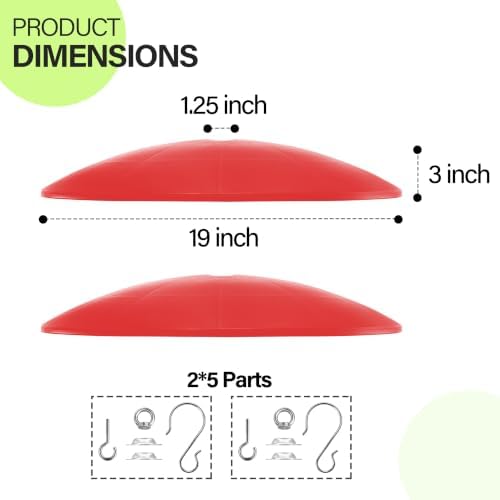 19.25-Inch Extra Large Squirrel Baffle,Hummingbird Feeder Shade Dome Cover, Bird Feeder Rain Guard, Hanging Squirrel Proof for Shepherd's Hook Outdoors(Red) 2 Pack