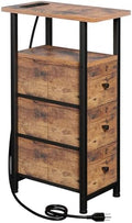 LOAKEKEL Narrow End Table with Charging Station, Small Nightstand