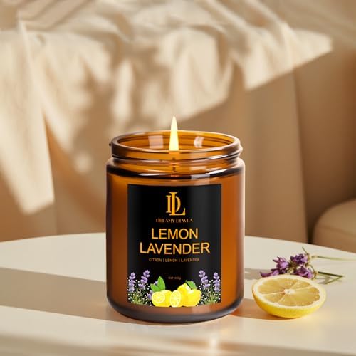 Lemon Lavender Candles, Lemon Lavender Scented Candle, Mother's Day Candle Gifts for Women, Soy Candles for Home Scented, 7oz 50 Hours Burn, Home Décor