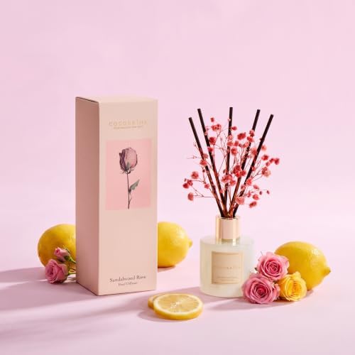 COCORRÍNA Reed Diffuser - Sandalwood Rose 3.38 fl oz Reed Diffuser for Bedroom Bathroom Home Décor