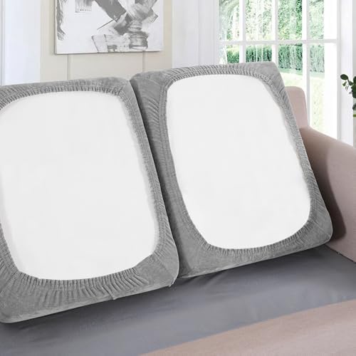 H.VERSAILTEX Stretch Mixed-Color Chenille Couch Cover Furniture Protector Seat Cushion Sofa Cover Non-Slip Couch Covers for Sofa Pets with Elastic Bottom (2 Piece Loveseat Cushion Covers, Dove)