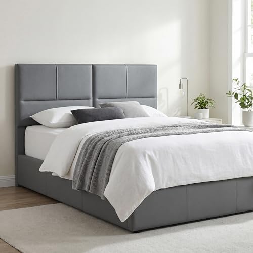 HAOBO Home Upholstered King Headboard Only, Modern Faux Leather Panel Gray